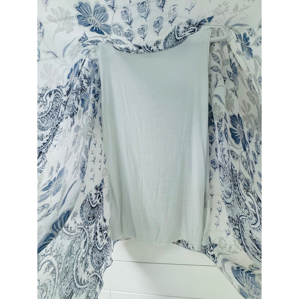 Saks Fifth Avenue Blue White Paisley Floral Poncho Top Made in Italy Small - Picture 4 of 7